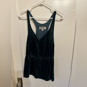 Green velvet tank blouse